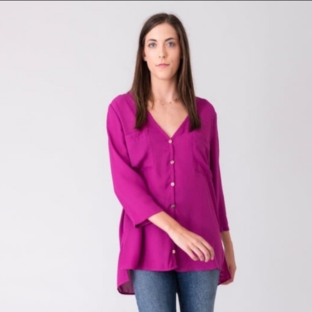 Show Me Your MuMu Pink Boxy Notched Collar Blouse